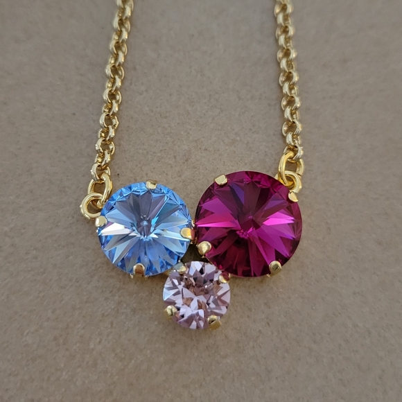 Austrian Crystal Cluster Pendant Necklace in Gold - Picture 5 of 10
